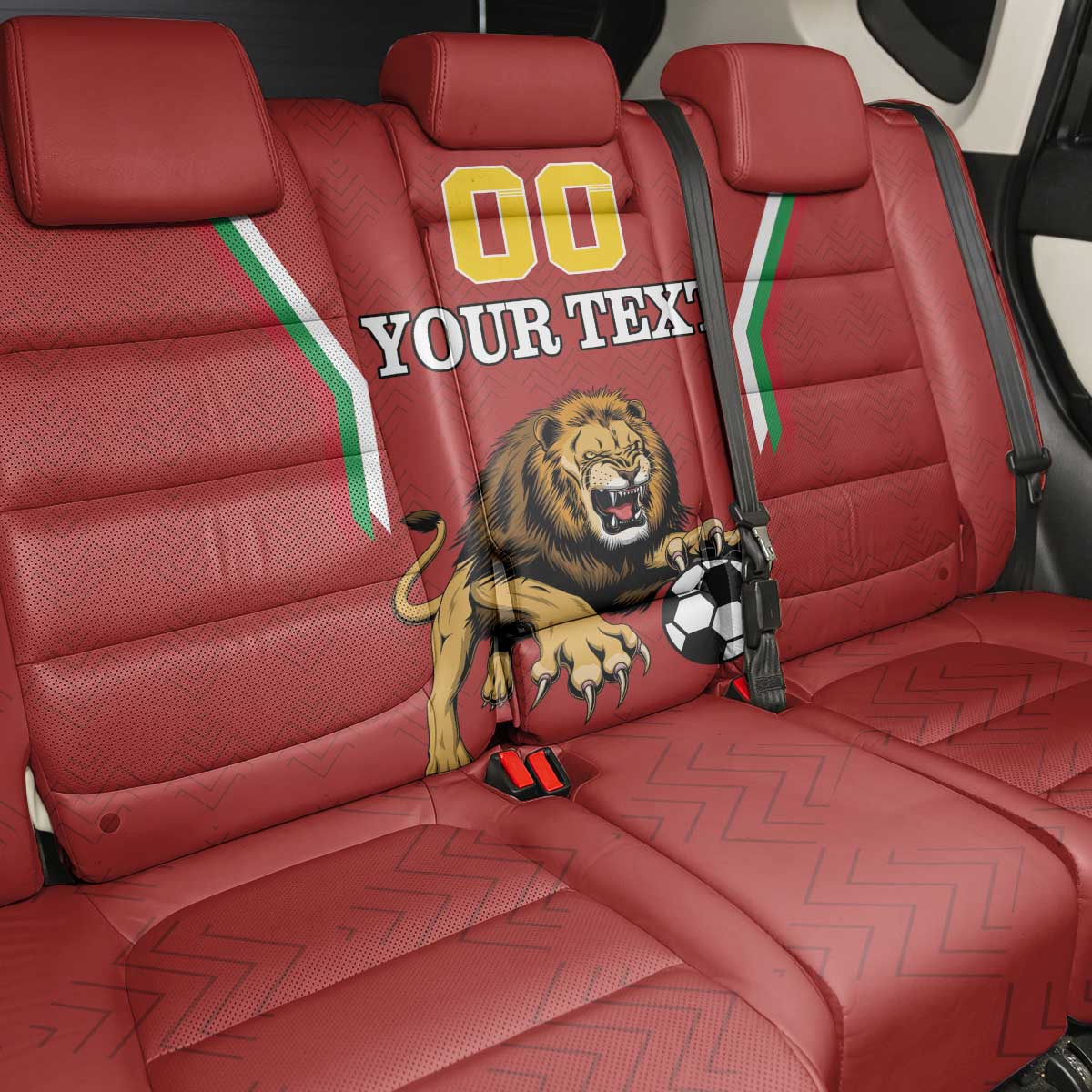 Custom Bulgaria Football Back Car Seat Cover The Lions Come Champions Red Version