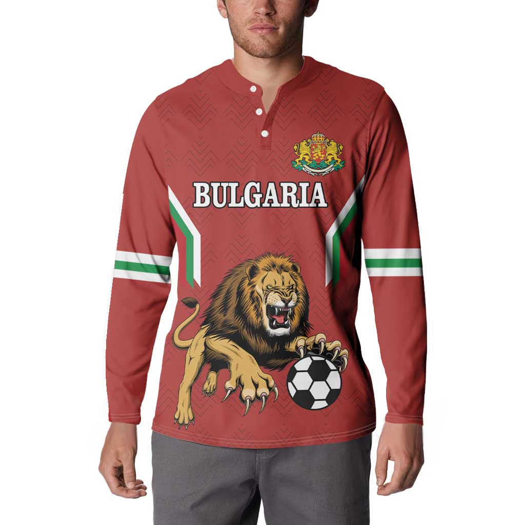 Custom Bulgaria Football Button Sweatshirt The Lions Come Champions Red Version