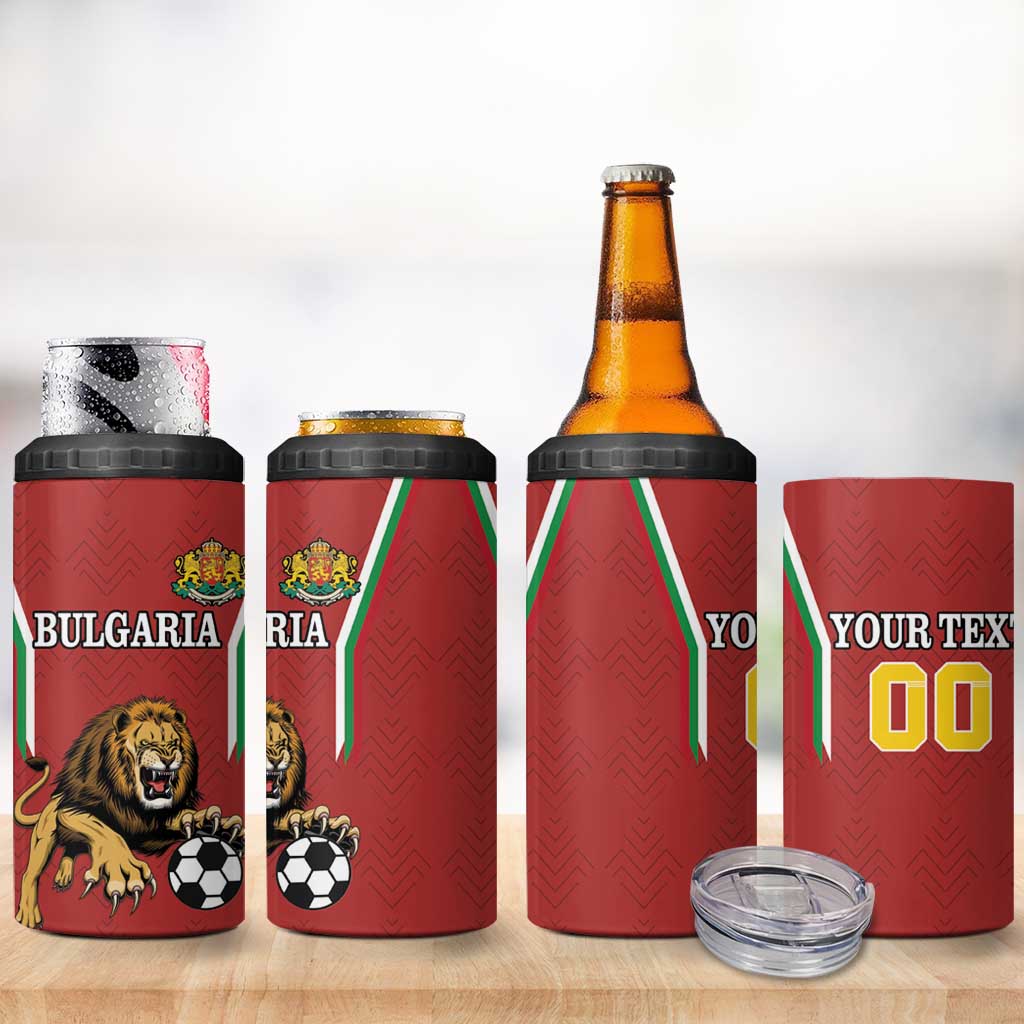 Custom Bulgaria Football 4 in 1 Can Cooler Tumbler The Lions Come Champions Red Version