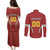 Custom Bulgaria Football Couples Matching Puletasi and Long Sleeve Button Shirt The Lions Come Champions Red Version