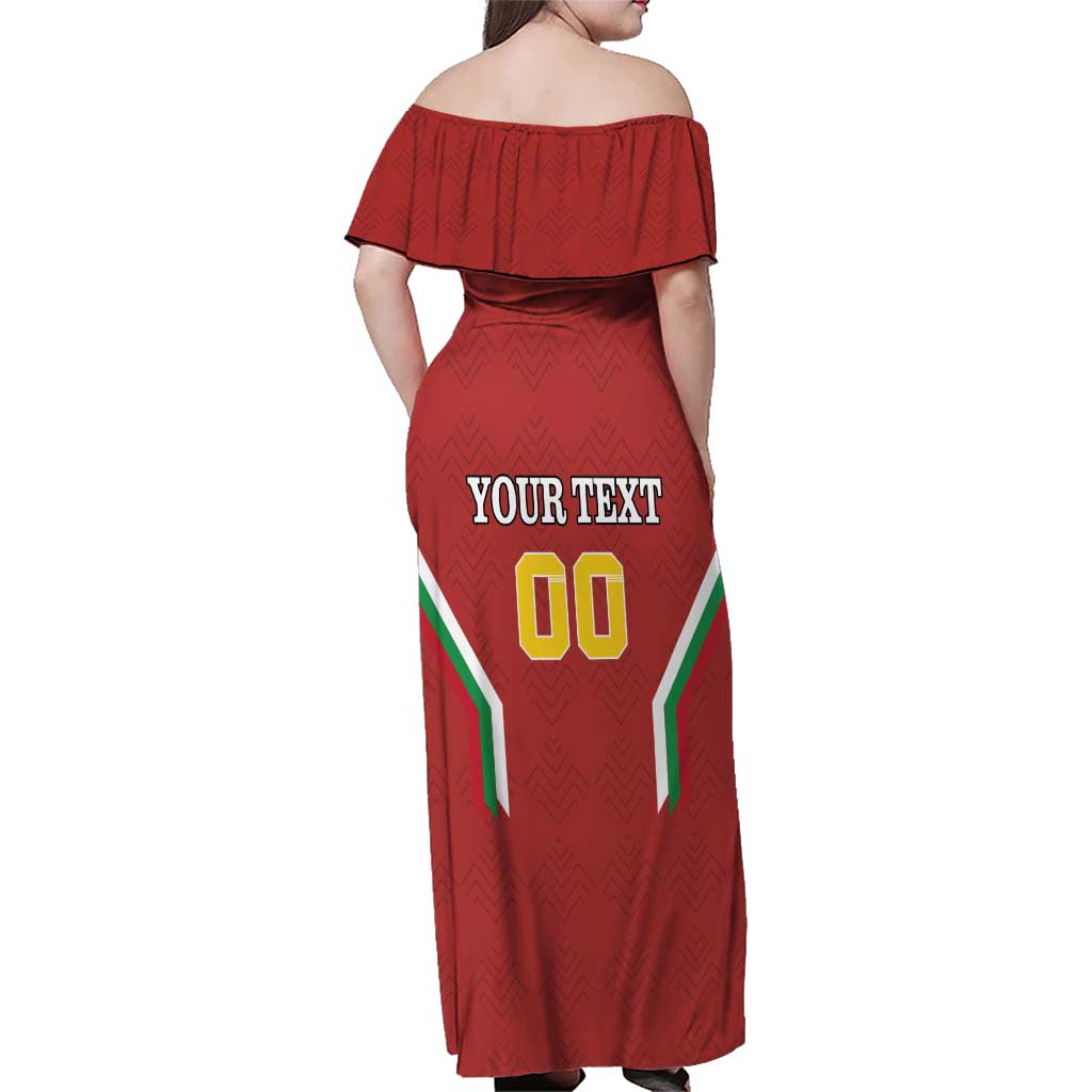 Custom Bulgaria Football Family Matching Off Shoulder Maxi Dress and Hawaiian Shirt The Lions Come Champions Red Version