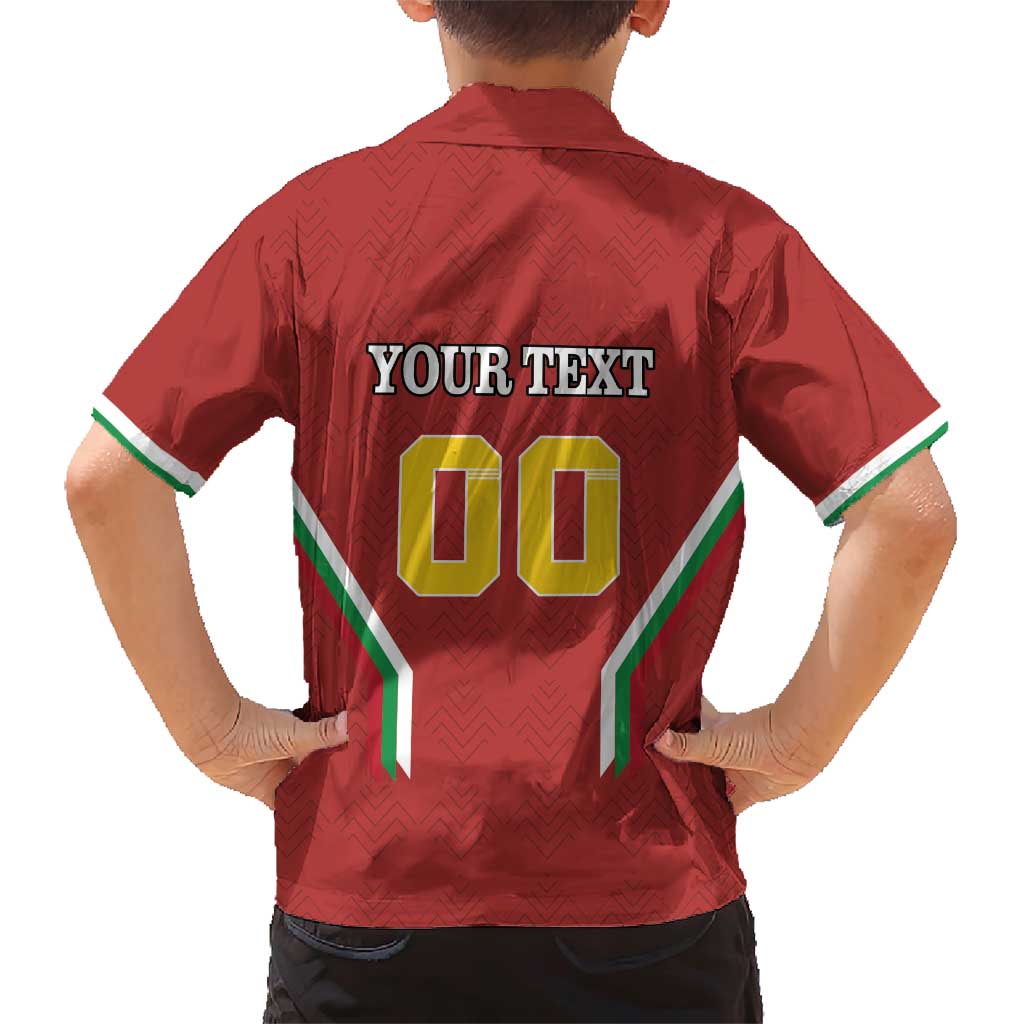 Custom Bulgaria Football Family Matching Short Sleeve Bodycon Dress and Hawaiian Shirt The Lions Come Champions Red Version