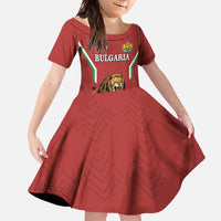 Custom Bulgaria Football Family Matching Short Sleeve Bodycon Dress and Hawaiian Shirt The Lions Come Champions Red Version