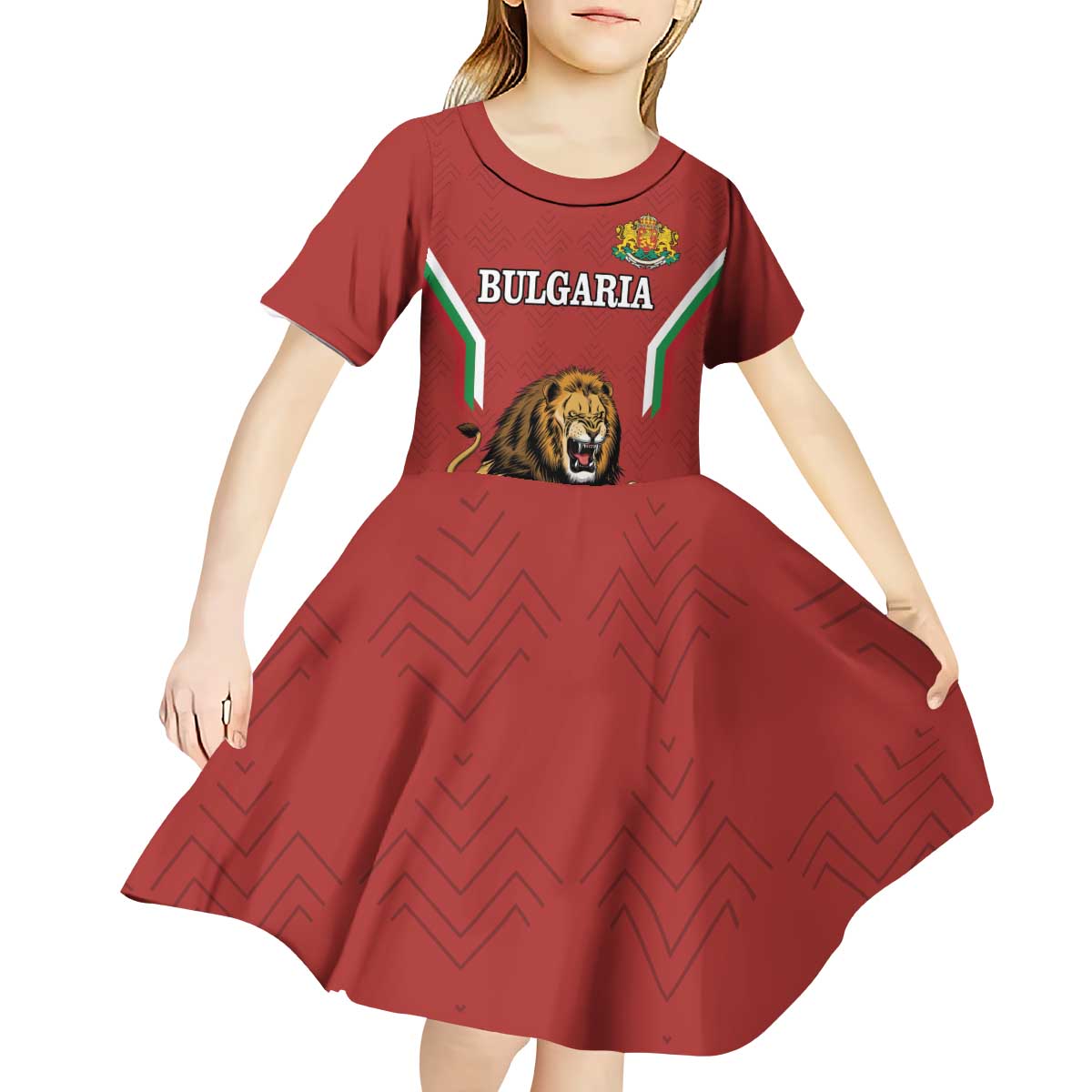 Custom Bulgaria Football Kid Short Sleeve Dress The Lions Come Champions Red Version