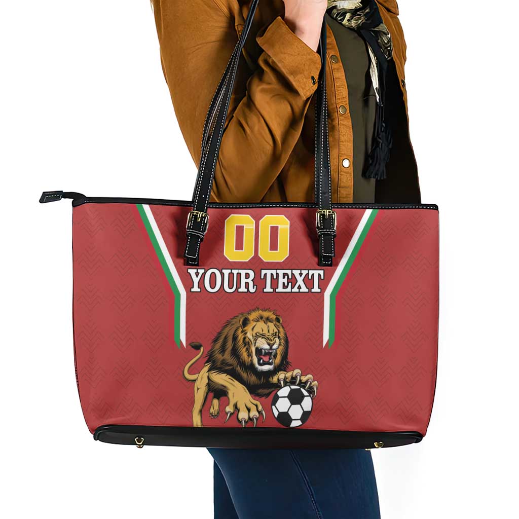 Custom Bulgaria Football Leather Tote Bag The Lions Come Champions Red Version