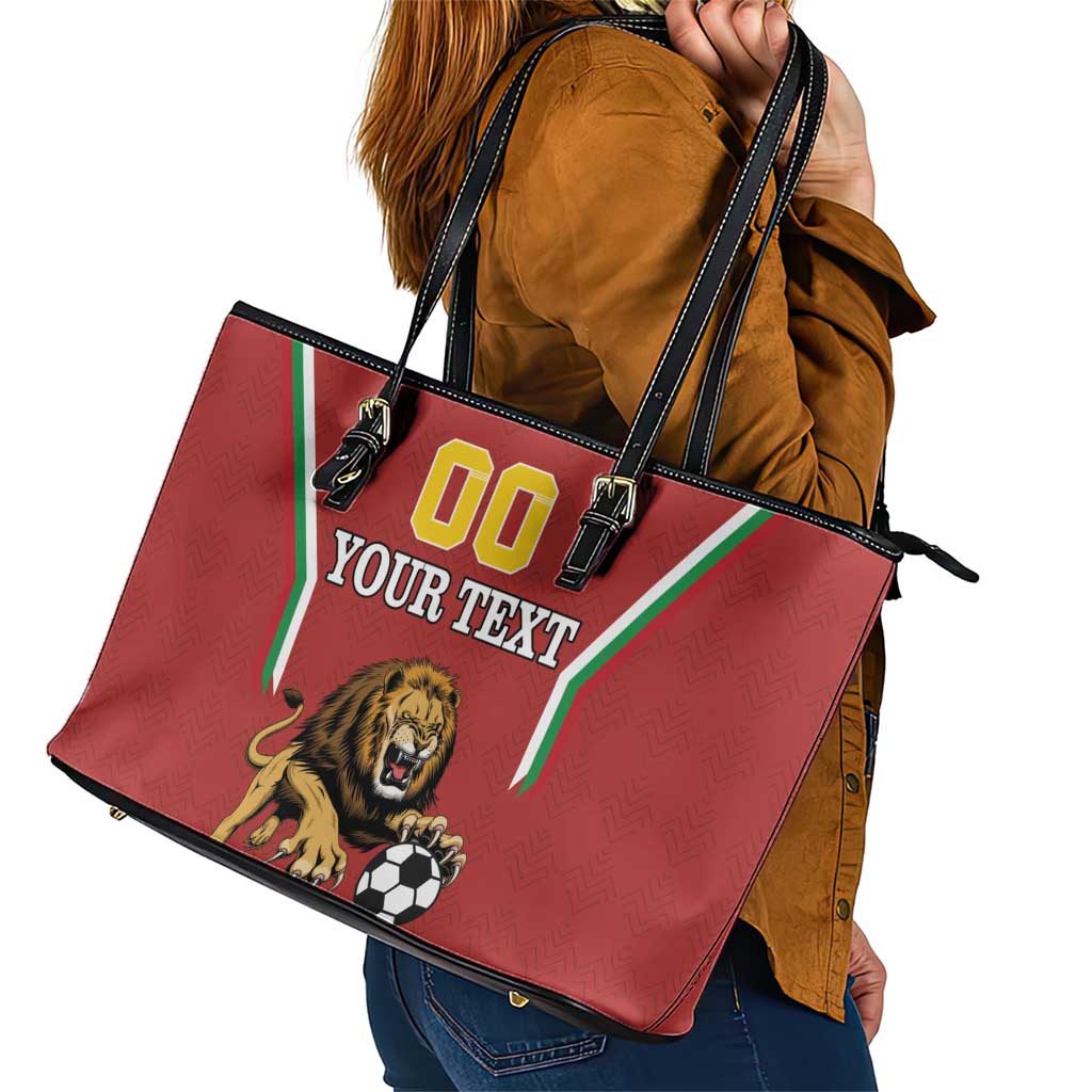 Custom Bulgaria Football Leather Tote Bag The Lions Come Champions Red Version