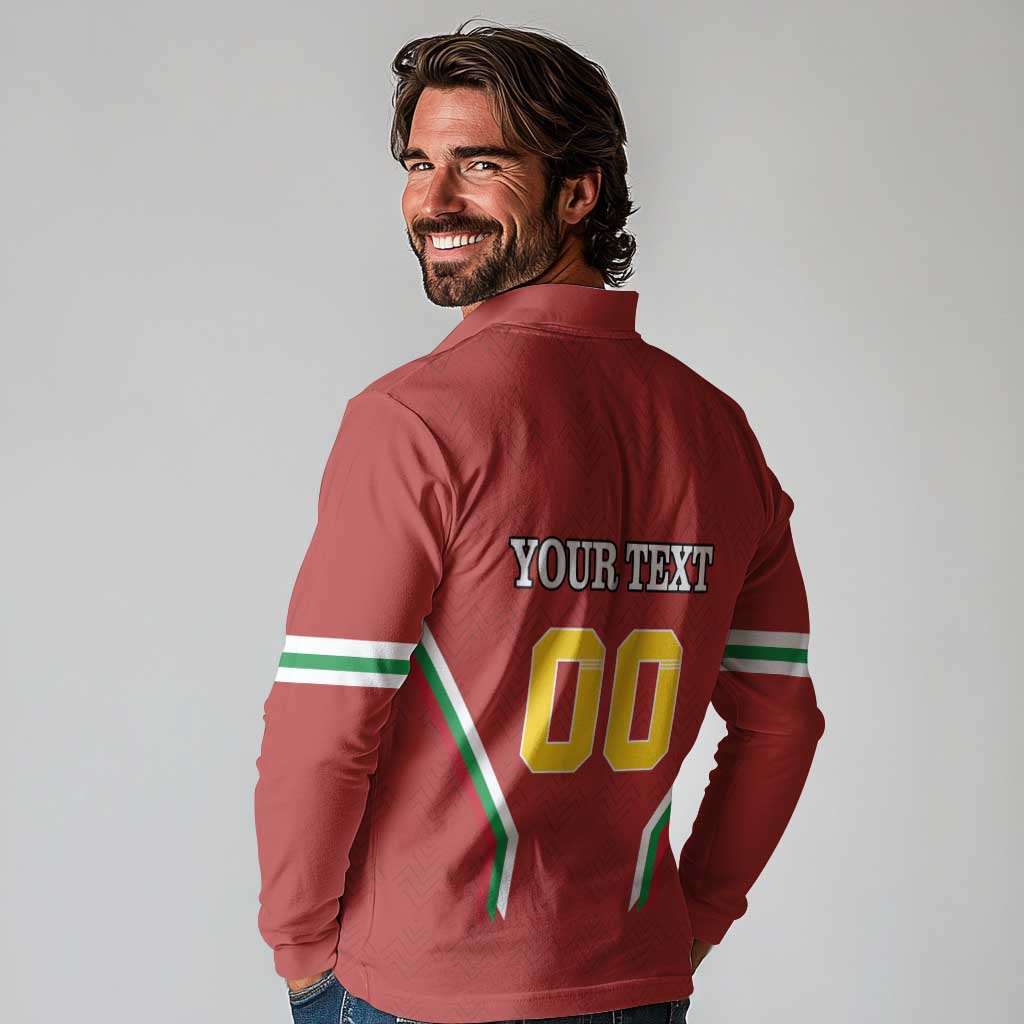 Custom Bulgaria Football Long Sleeve Polo Shirt The Lions Come Champions Red Version