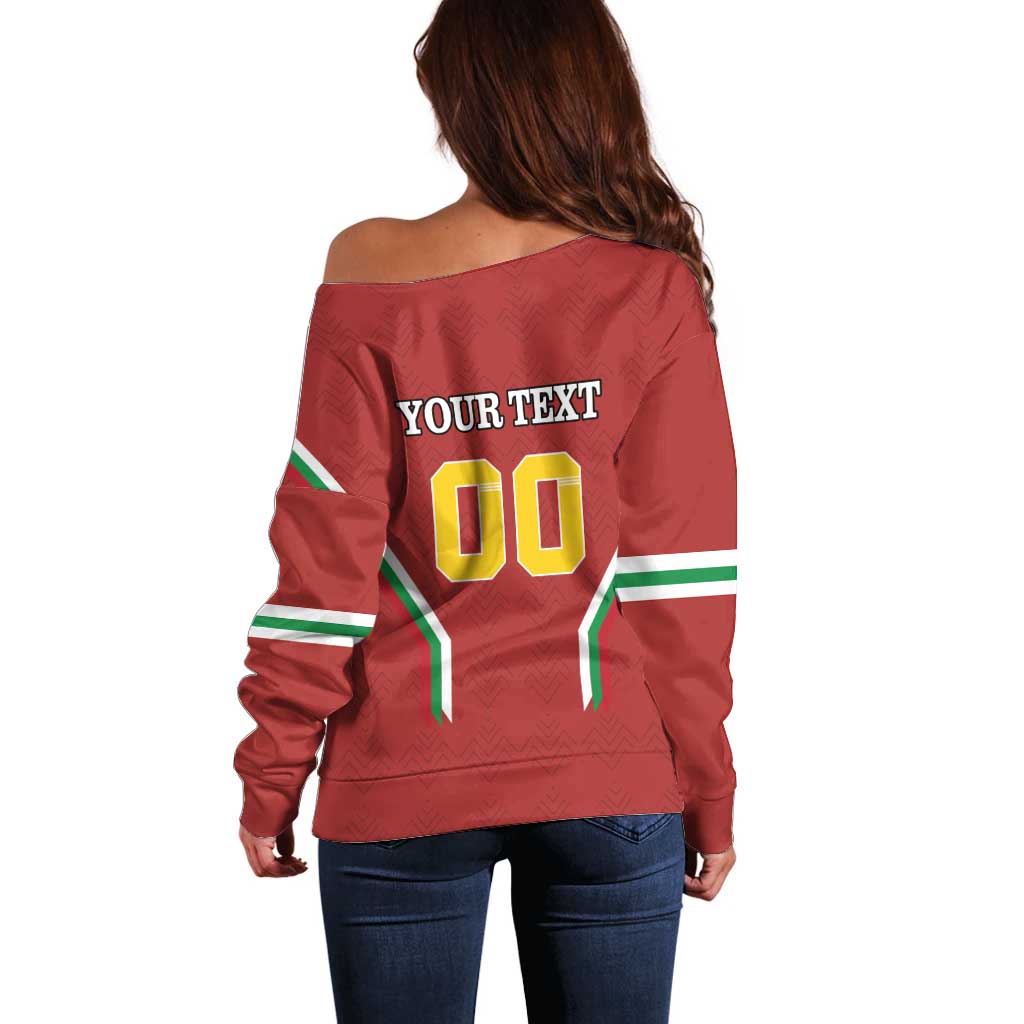 Custom Bulgaria Football Off Shoulder Sweater The Lions Come Champions Red Version