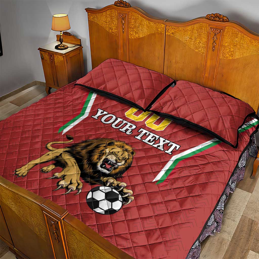 Custom Bulgaria Football Quilt Bed Set The Lions Come Champions Red Version - Wonder Print Shop