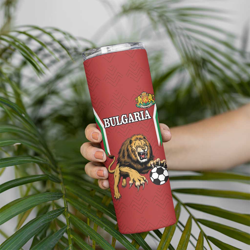 Custom Bulgaria Football Skinny Tumbler The Lions Come Champions Red Version - Wonder Print Shop
