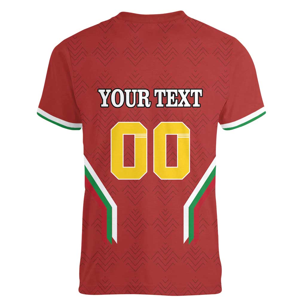 Custom Bulgaria Football Women V-Neck T-Shirt The Lions Come Champions Red Version - Wonder Print Shop