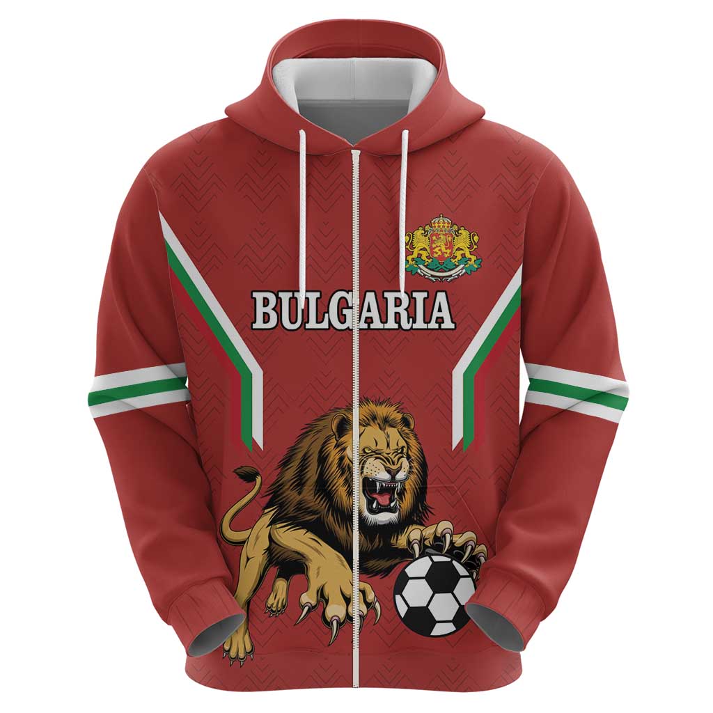Custom Bulgaria Football Zip Hoodie The Lions Come Champions Red Version - Wonder Print Shop