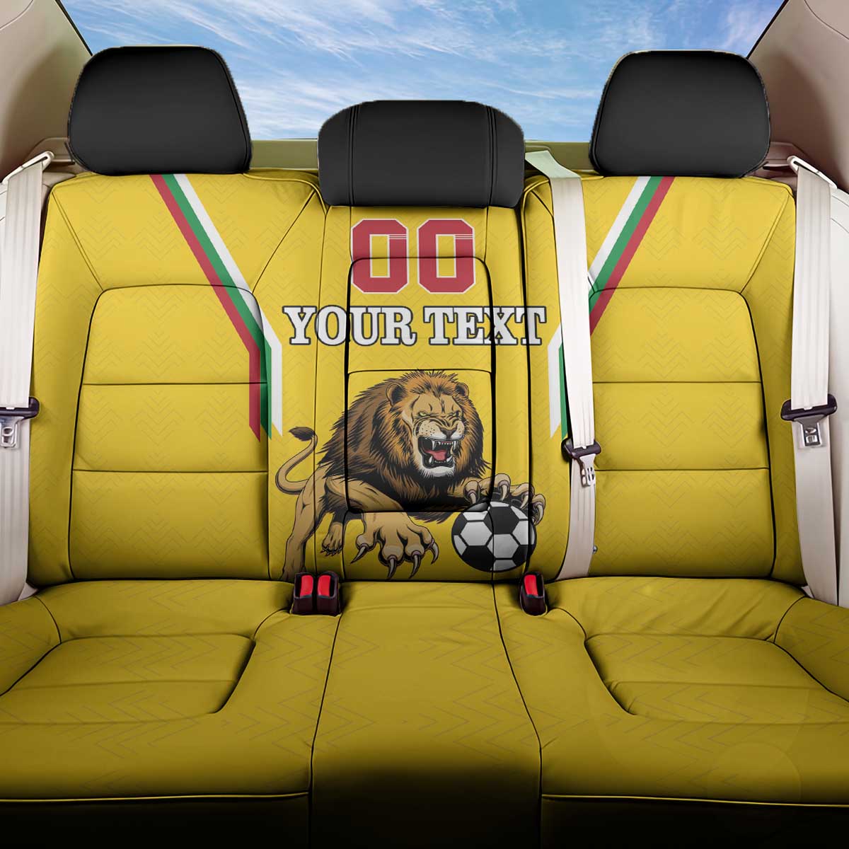 Custom Bulgaria Football Back Car Seat Cover The Lions Come Champions Yellow Version