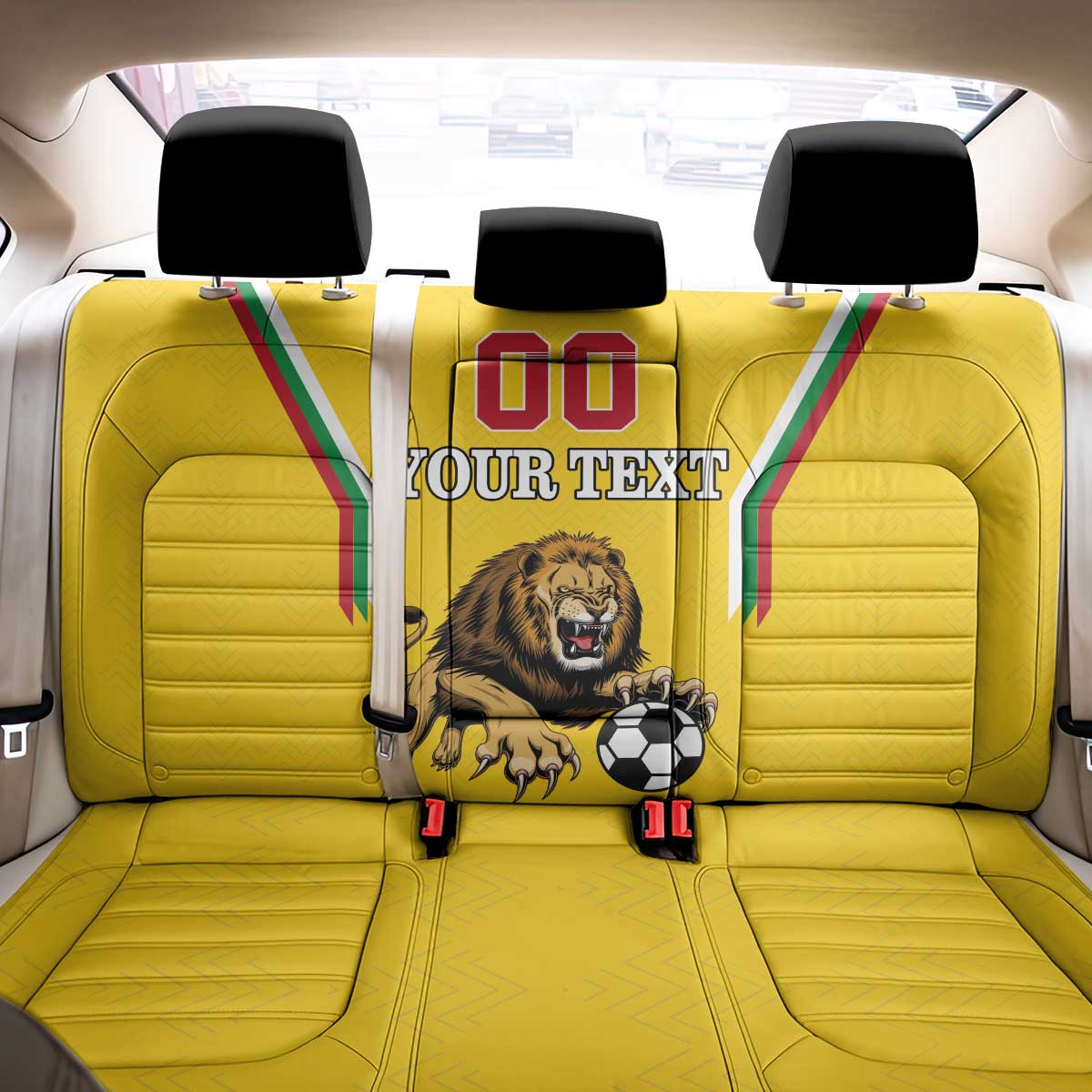 Custom Bulgaria Football Back Car Seat Cover The Lions Come Champions Yellow Version
