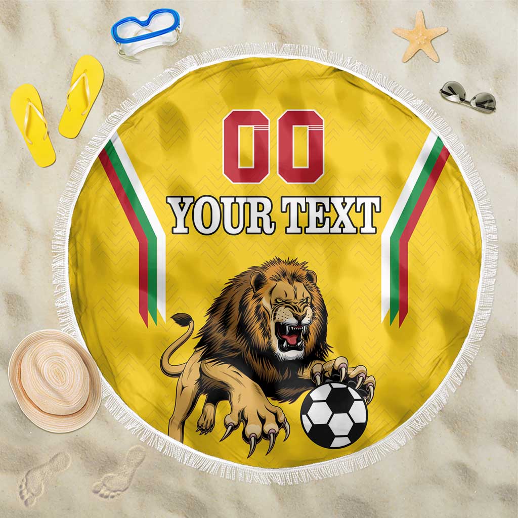 Custom Bulgaria Football Beach Blanket The Lions Come Champions Yellow Version