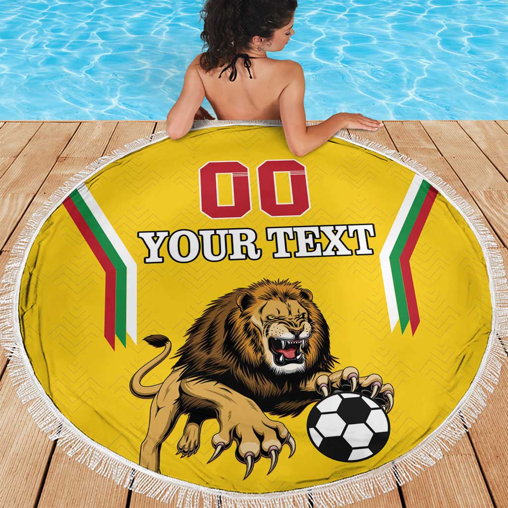 Custom Bulgaria Football Beach Blanket The Lions Come Champions Yellow Version