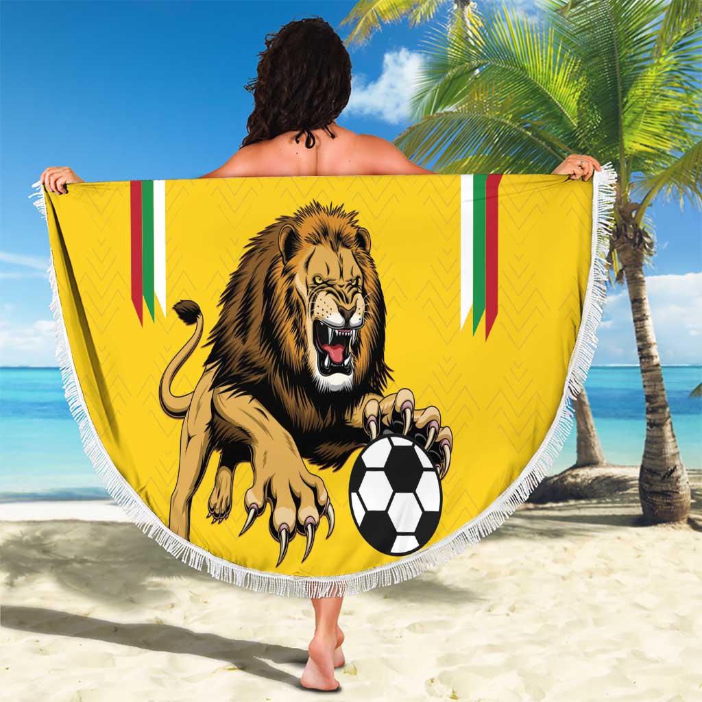 Custom Bulgaria Football Beach Blanket The Lions Come Champions Yellow Version