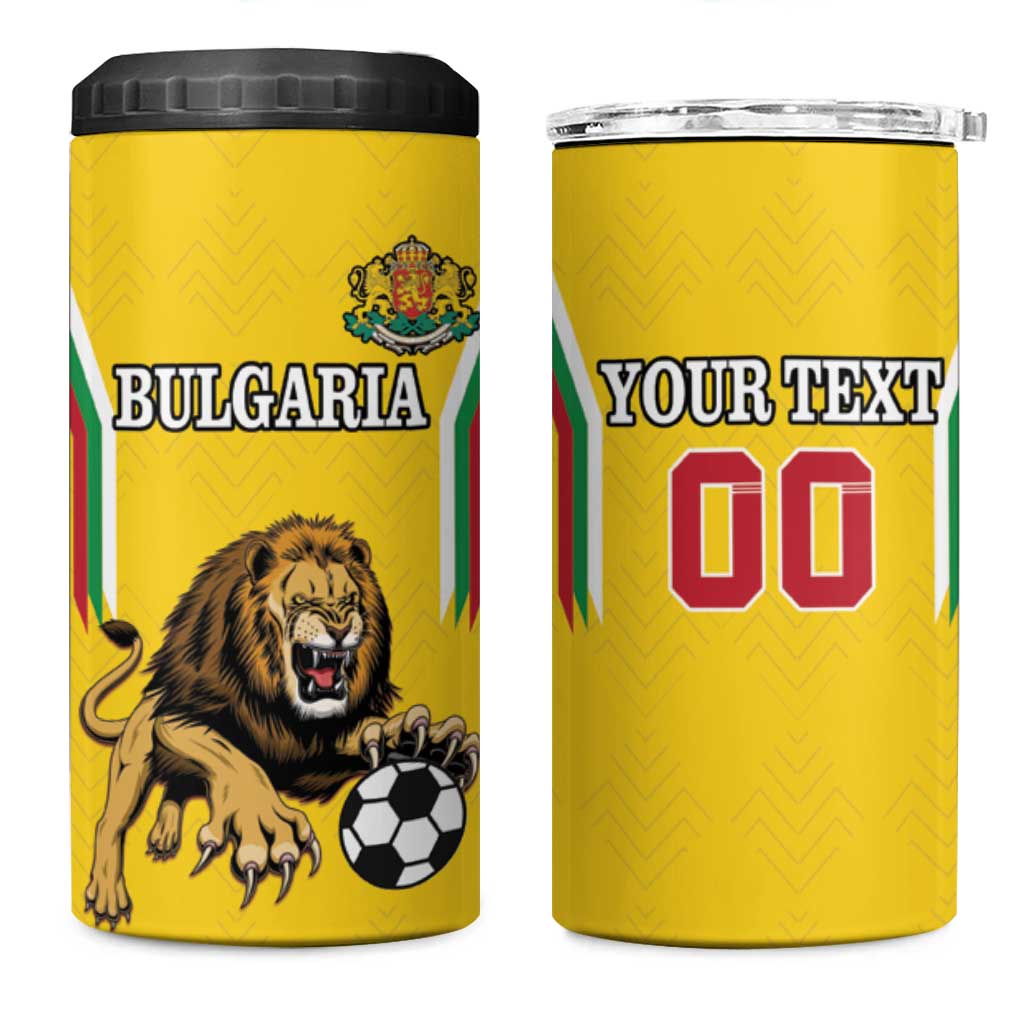 Custom Bulgaria Football 4 in 1 Can Cooler Tumbler The Lions Come Champions Yellow Version