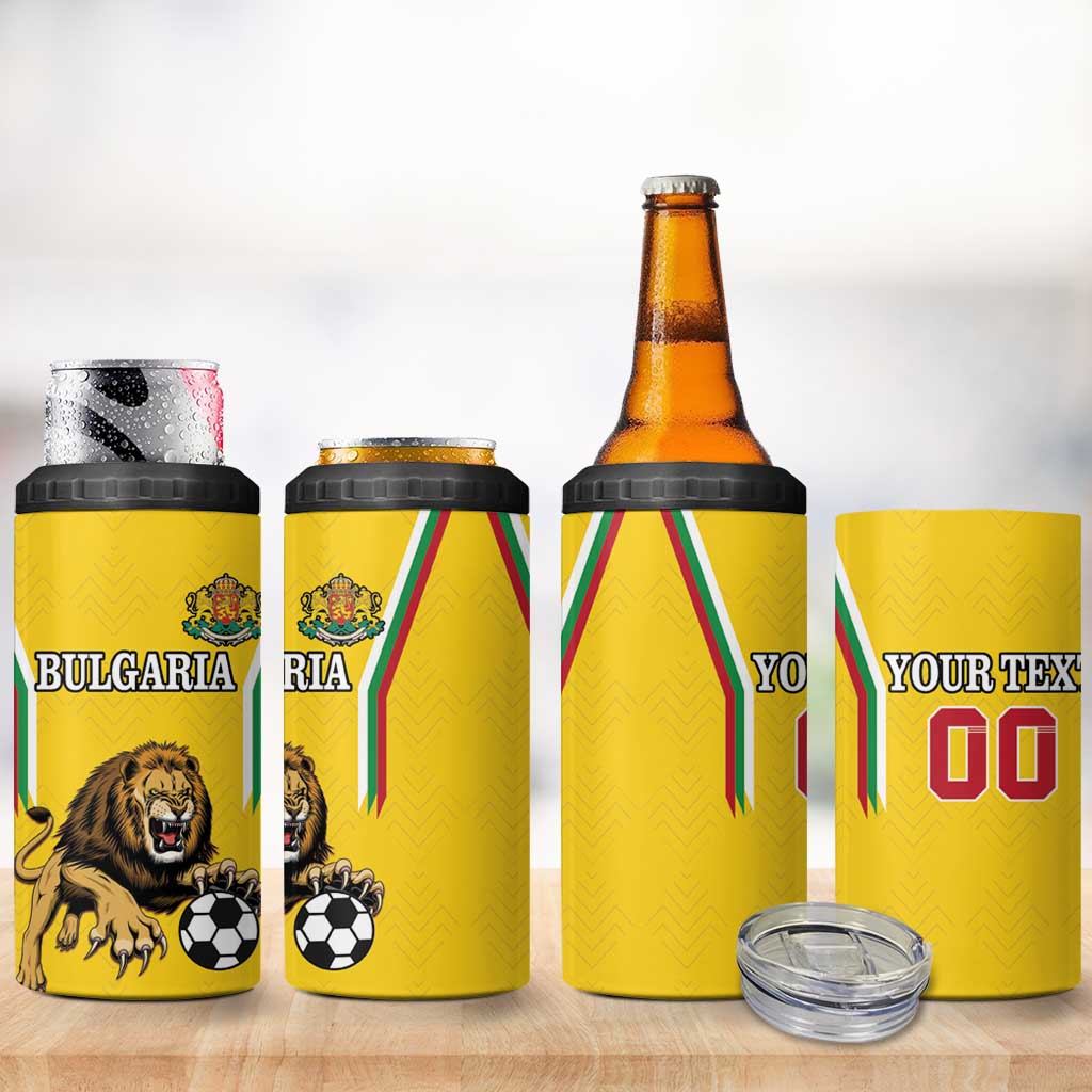 Custom Bulgaria Football 4 in 1 Can Cooler Tumbler The Lions Come Champions Yellow Version