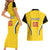 Custom Bulgaria Football Couples Matching Short Sleeve Bodycon Dress and Hawaiian Shirt The Lions Come Champions Yellow Version