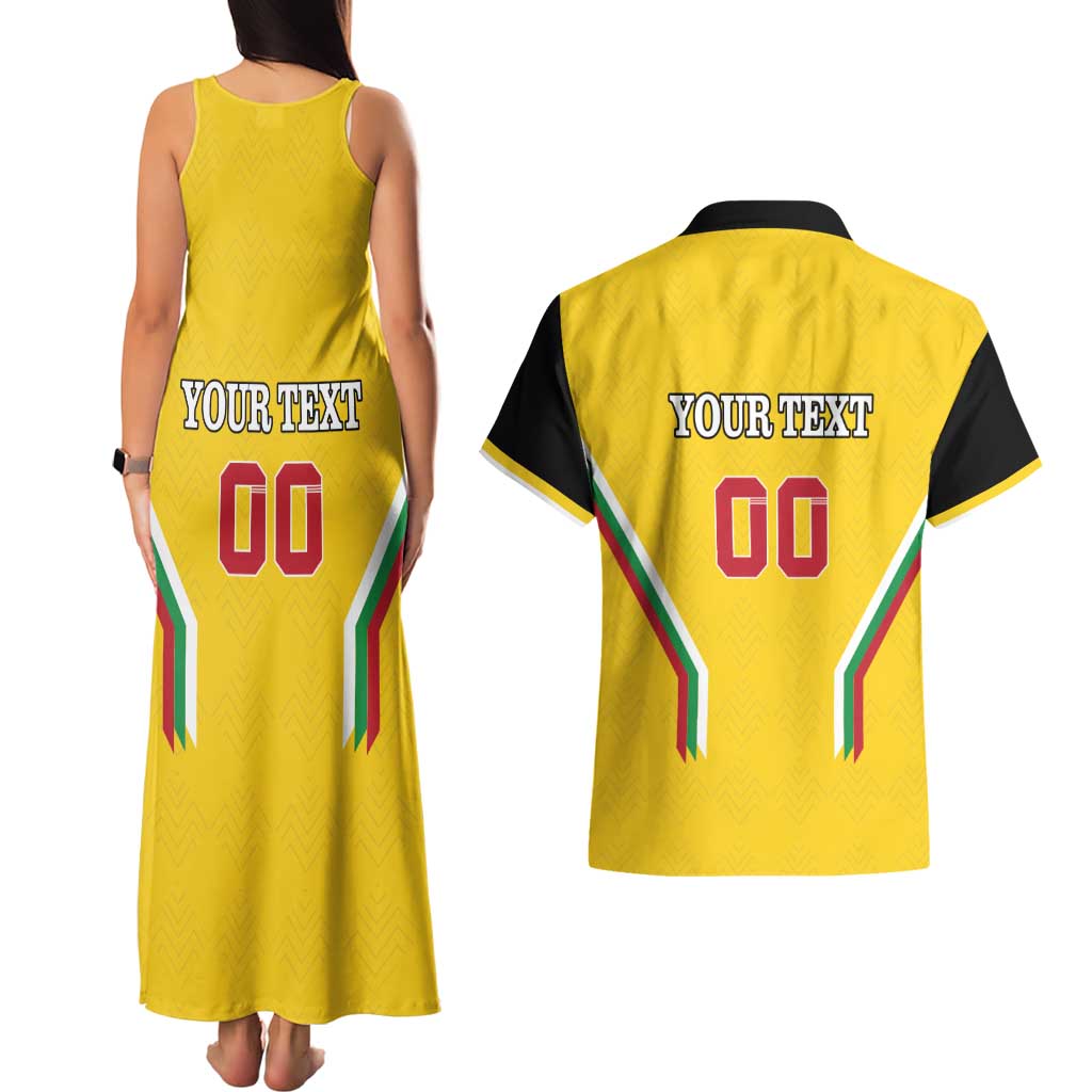 Custom Bulgaria Football Couples Matching Tank Maxi Dress and Hawaiian Shirt The Lions Come Champions Yellow Version