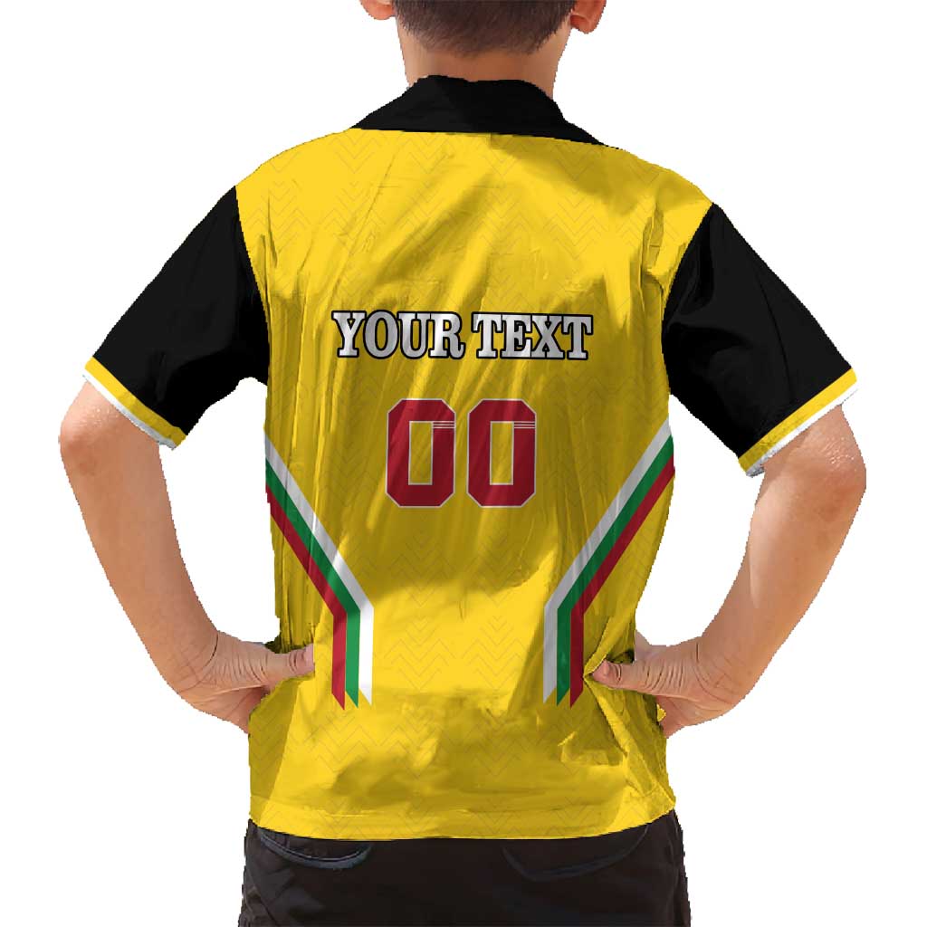 Custom Bulgaria Football Family Matching Off Shoulder Short Dress and Hawaiian Shirt The Lions Come Champions Yellow Version