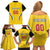 Custom Bulgaria Football Family Matching Off Shoulder Short Dress and Hawaiian Shirt The Lions Come Champions Yellow Version