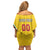 Custom Bulgaria Football Family Matching Off Shoulder Short Dress and Hawaiian Shirt The Lions Come Champions Yellow Version