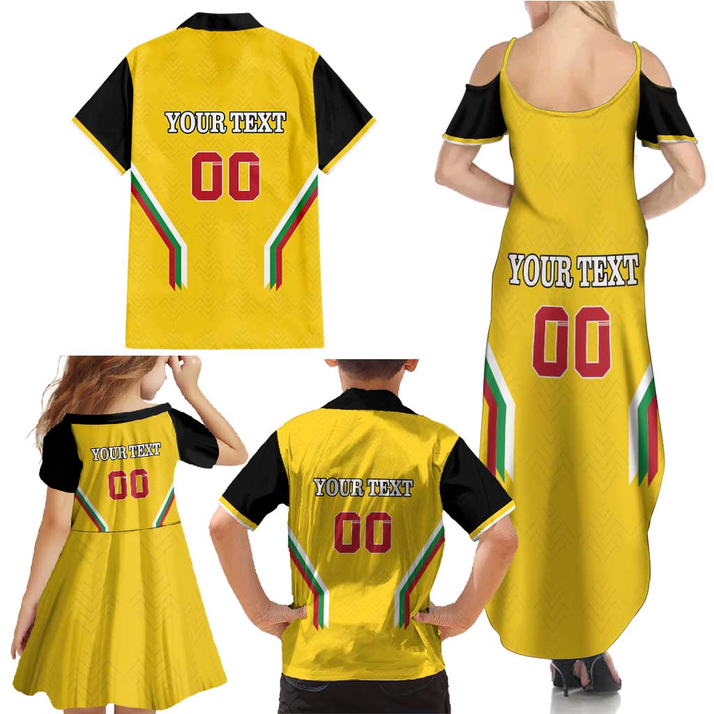 Custom Bulgaria Football Family Matching Summer Maxi Dress and Hawaiian Shirt The Lions Come Champions Yellow Version