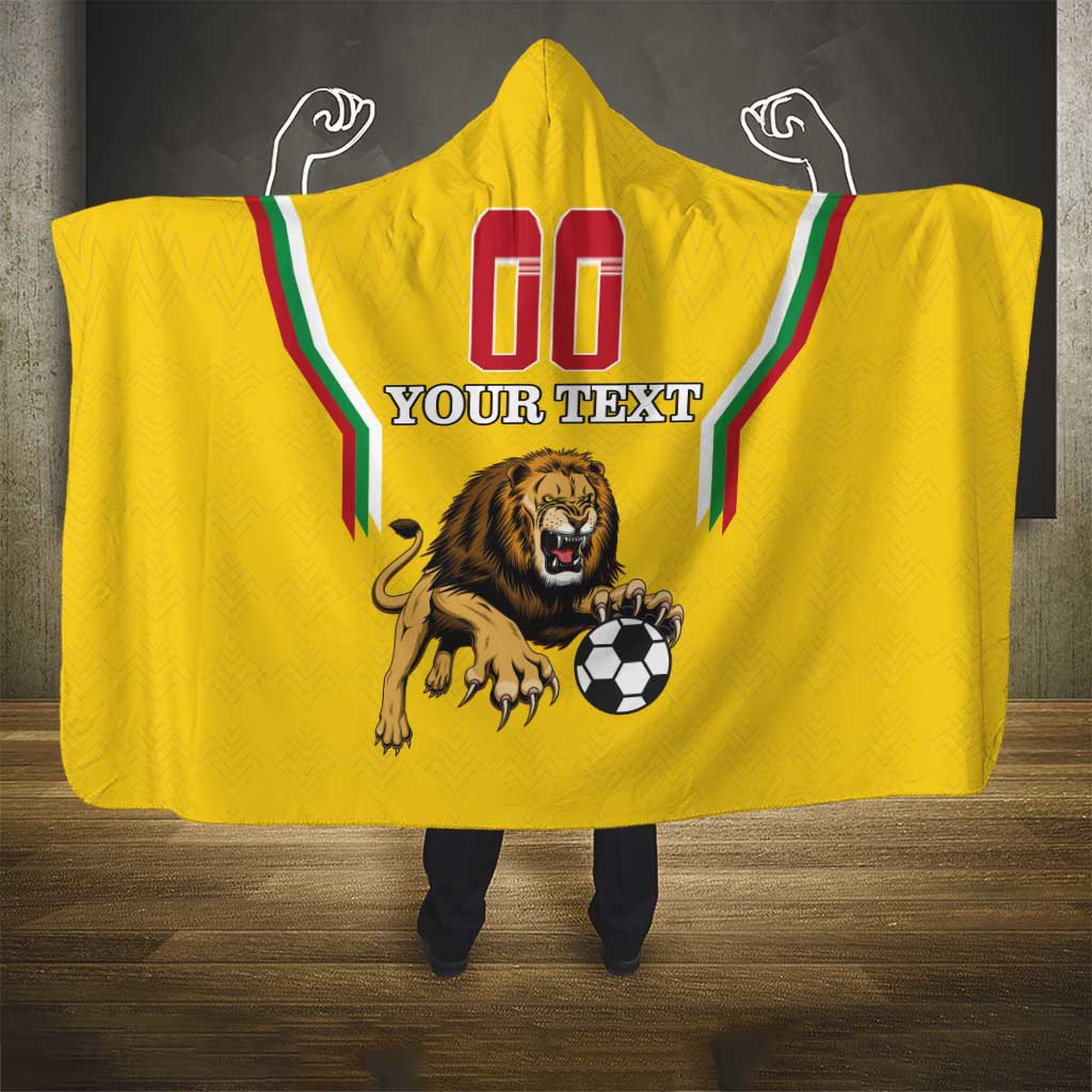 Custom Bulgaria Football Hooded Blanket The Lions Come Champions Yellow Version