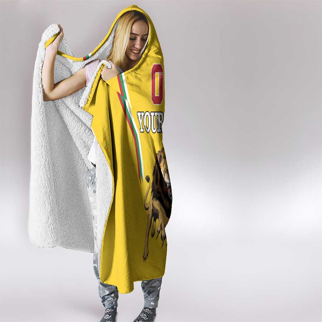 Custom Bulgaria Football Hooded Blanket The Lions Come Champions Yellow Version