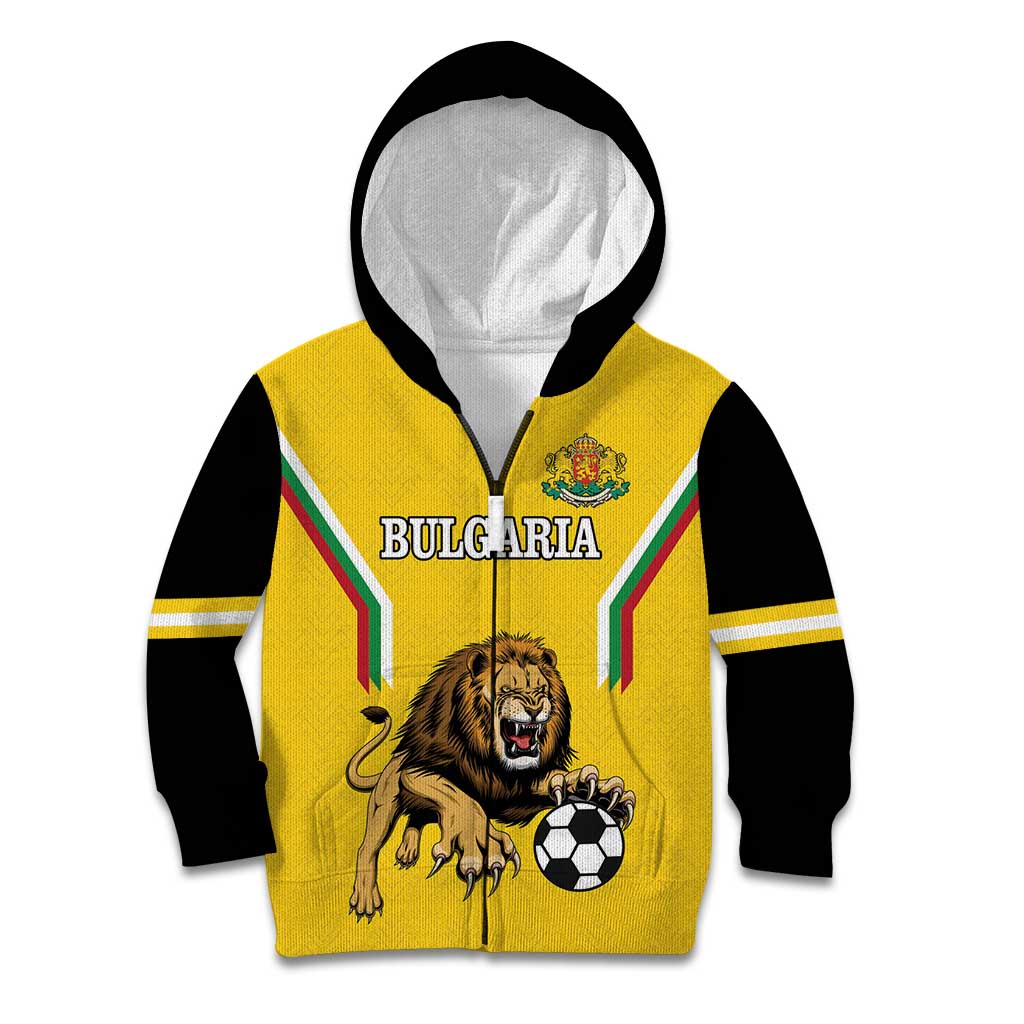 Custom Bulgaria Football Kid Hoodie The Lions Come Champions Yellow Version