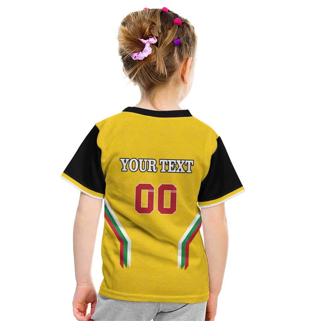 Custom Bulgaria Football Kid T Shirt The Lions Come Champions Yellow Version