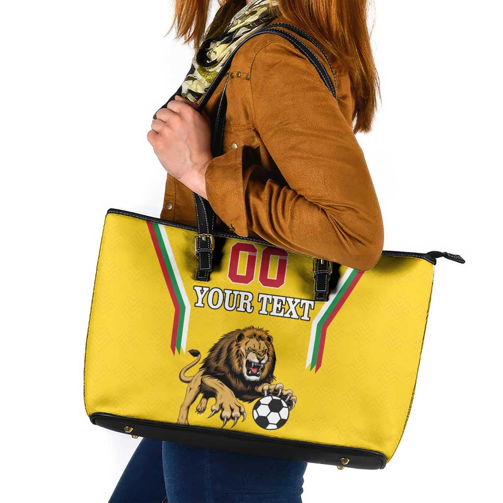 Custom Bulgaria Football Leather Tote Bag The Lions Come Champions Yellow Version