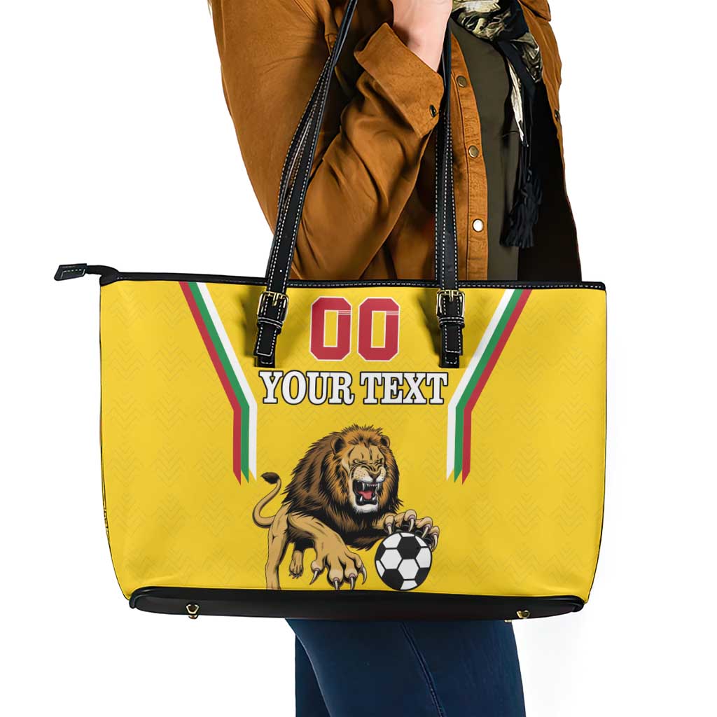 Custom Bulgaria Football Leather Tote Bag The Lions Come Champions Yellow Version