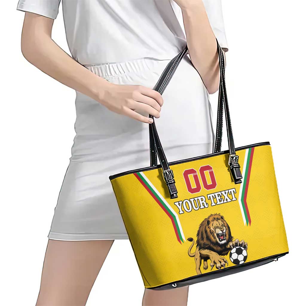 Custom Bulgaria Football Leather Tote Bag The Lions Come Champions Yellow Version