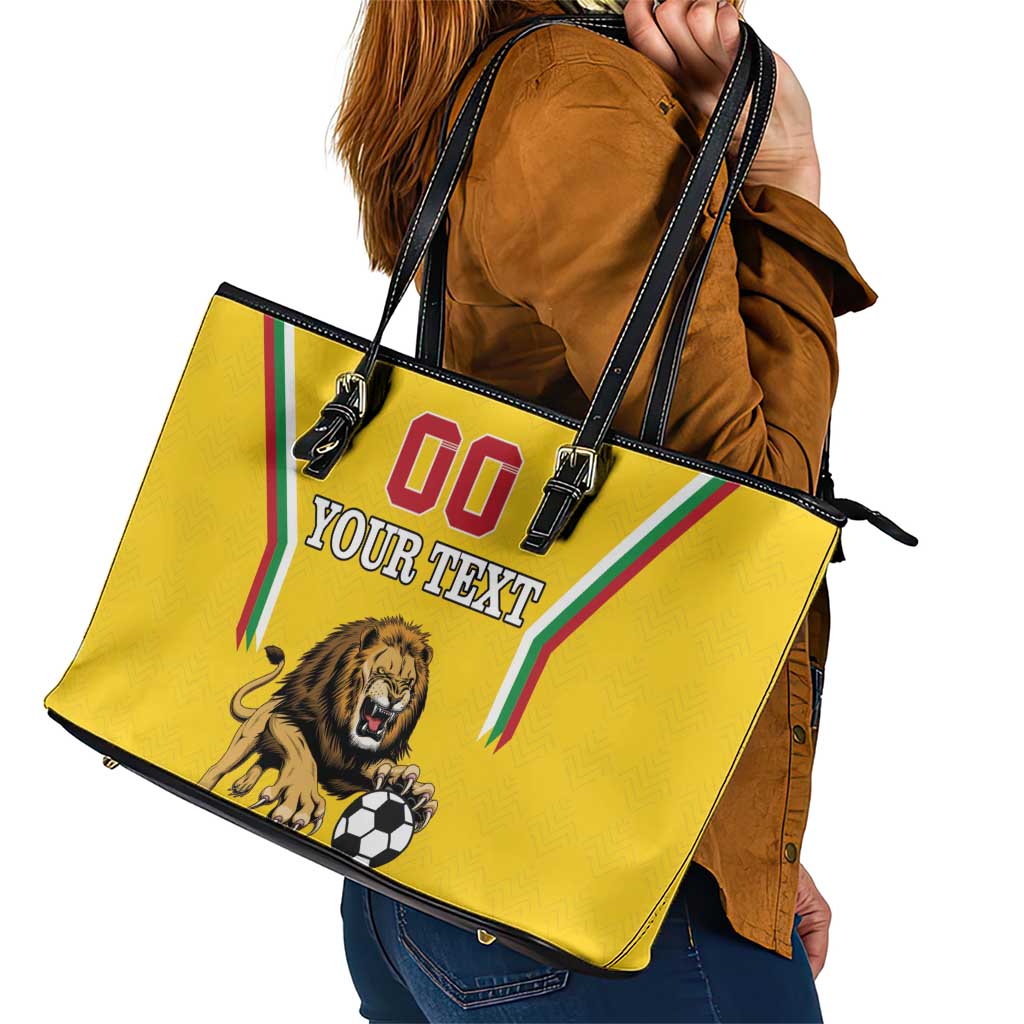 Custom Bulgaria Football Leather Tote Bag The Lions Come Champions Yellow Version