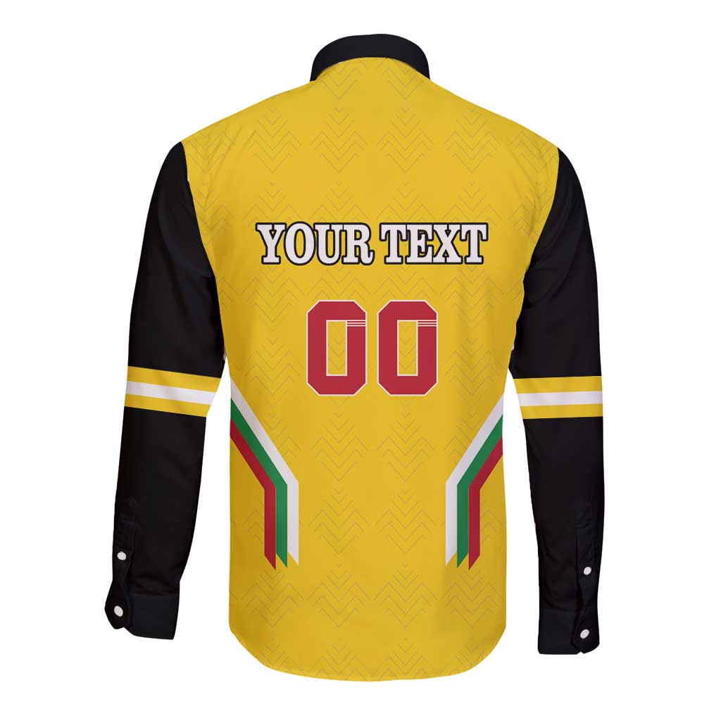 Custom Bulgaria Football Long Sleeve Button Shirt The Lions Come Champions Yellow Version