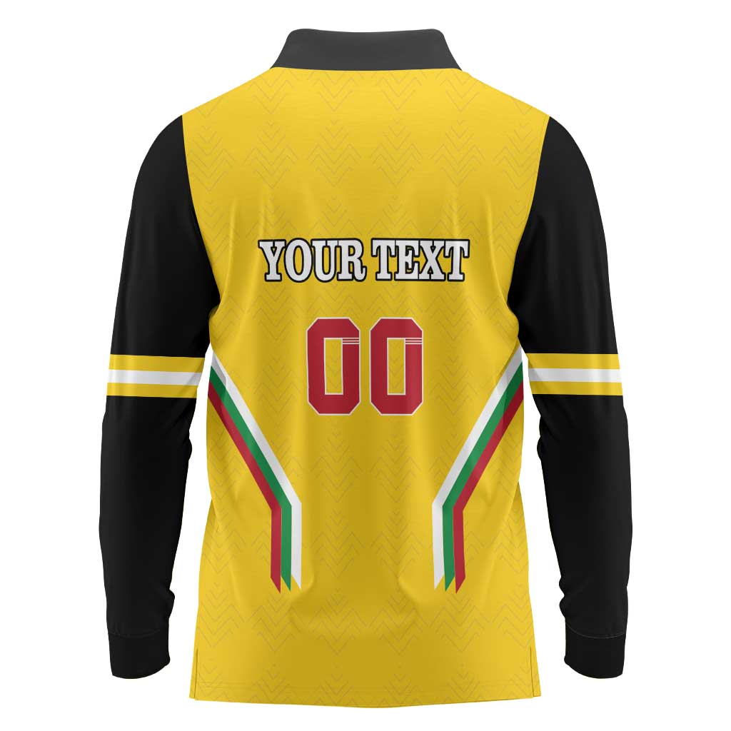 Custom Bulgaria Football Long Sleeve Polo Shirt The Lions Come Champions Yellow Version