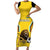 Custom Bulgaria Football Short Sleeve Bodycon Dress The Lions Come Champions Yellow Version - Wonder Print Shop