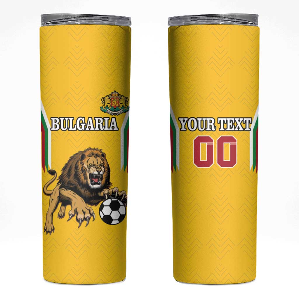 Custom Bulgaria Football Skinny Tumbler The Lions Come Champions Yellow Version - Wonder Print Shop