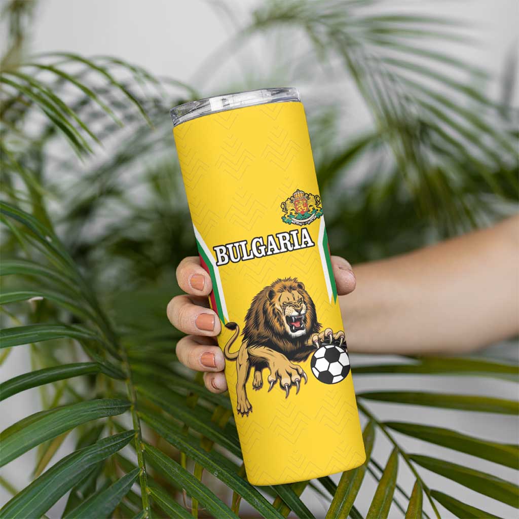 Custom Bulgaria Football Skinny Tumbler The Lions Come Champions Yellow Version - Wonder Print Shop