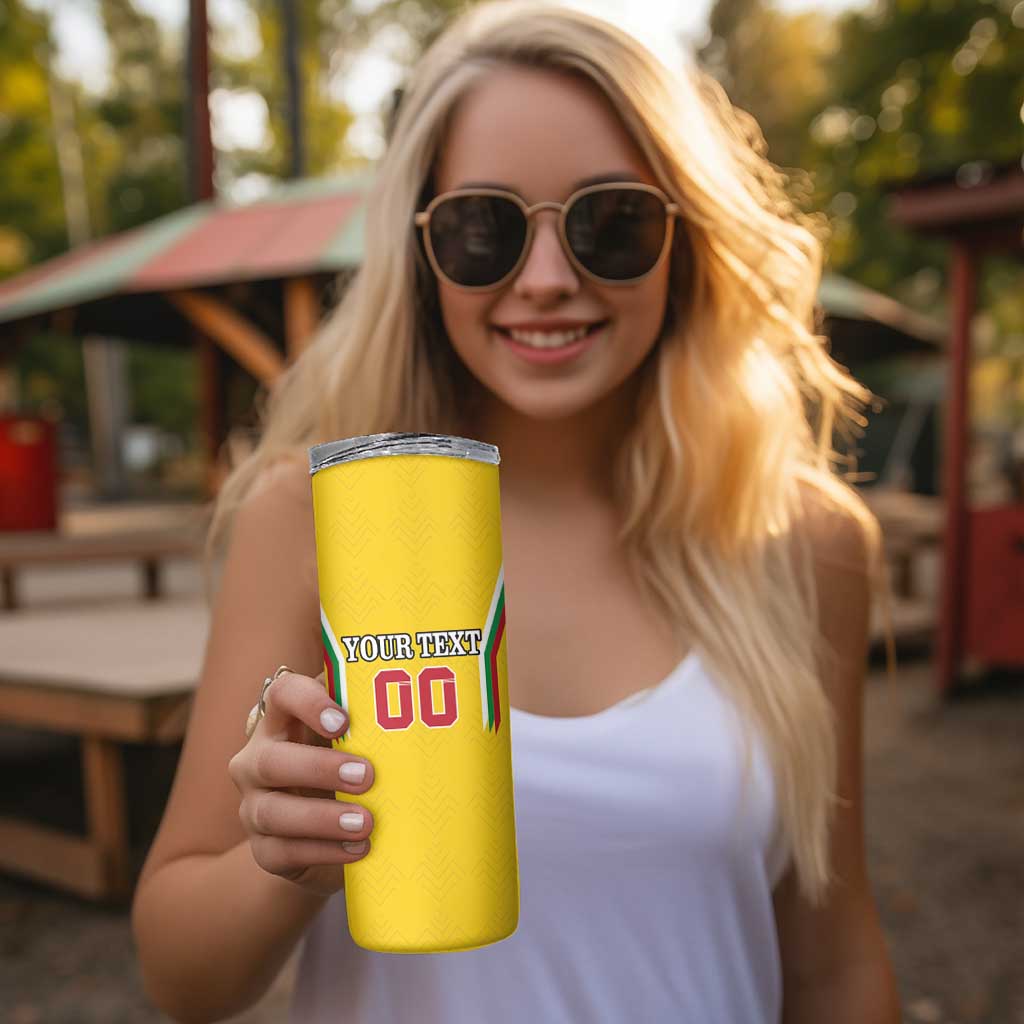 Custom Bulgaria Football Skinny Tumbler The Lions Come Champions Yellow Version - Wonder Print Shop