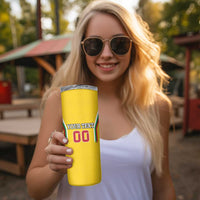 Custom Bulgaria Football Skinny Tumbler The Lions Come Champions Yellow Version - Wonder Print Shop