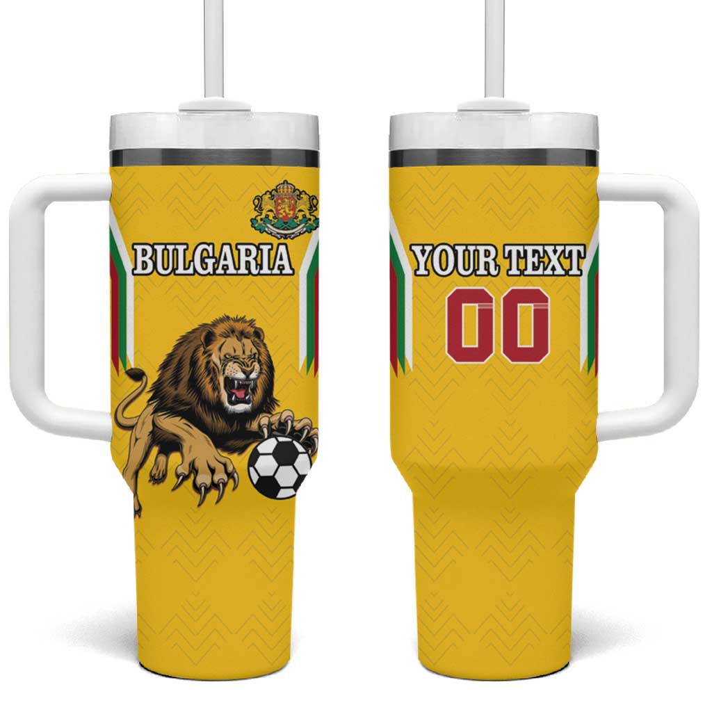 Custom Bulgaria Football Tumbler With Handle The Lions Come Champions Yellow Version - Wonder Print Shop