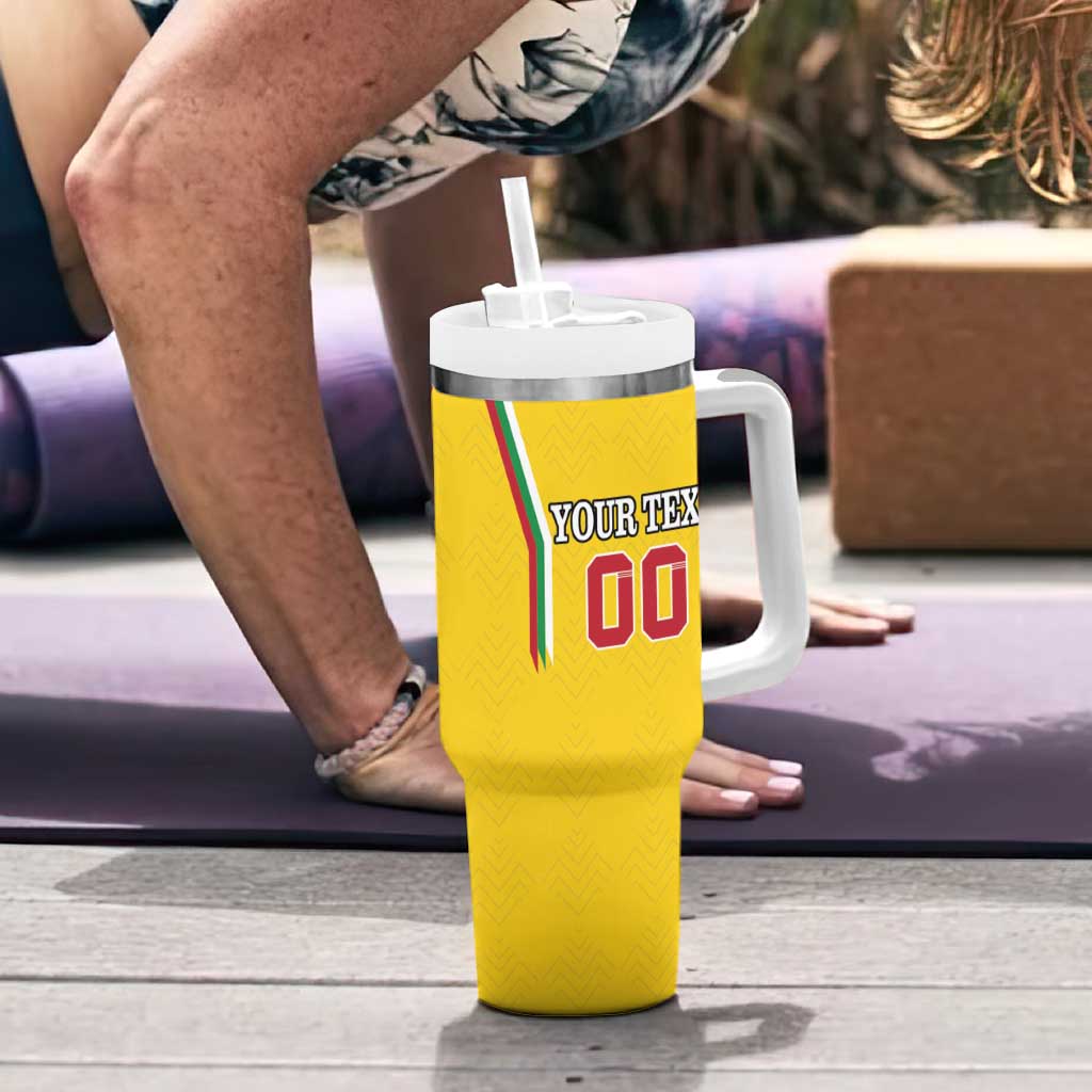 Custom Bulgaria Football Tumbler With Handle The Lions Come Champions Yellow Version - Wonder Print Shop