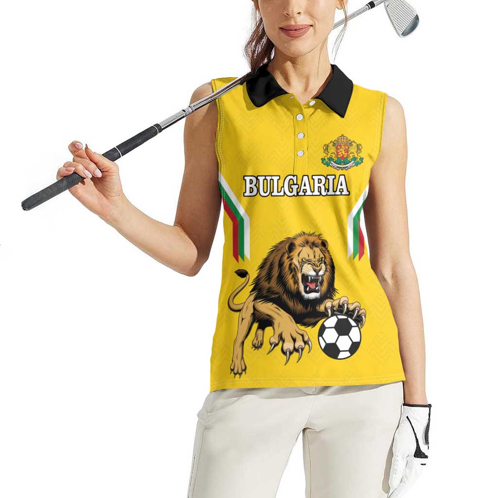 Custom Bulgaria Football Women Sleeveless Polo Shirt The Lions Come Champions Yellow Version - Wonder Print Shop
