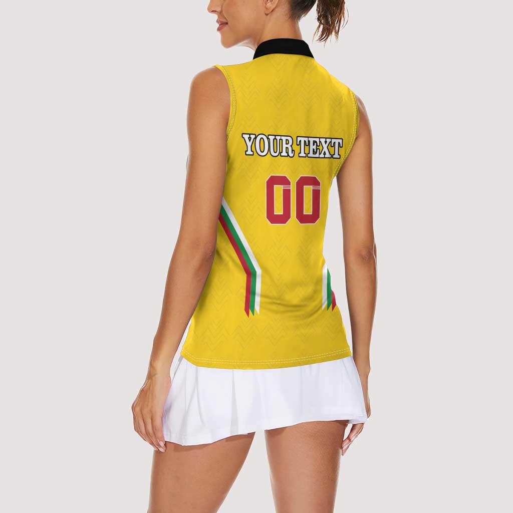 Custom Bulgaria Football Women Sleeveless Polo Shirt The Lions Come Champions Yellow Version - Wonder Print Shop