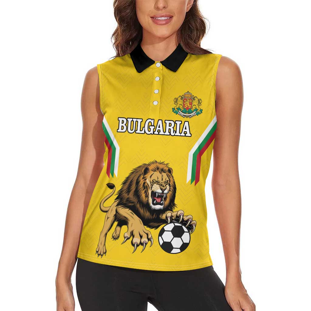 Custom Bulgaria Football Women Sleeveless Polo Shirt The Lions Come Champions Yellow Version - Wonder Print Shop