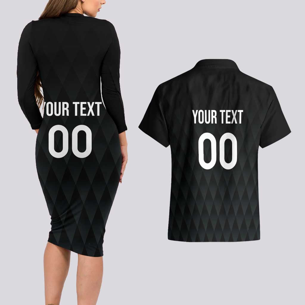 Custom Germany Rugby Couples Matching Long Sleeve Bodycon Dress and Hawaiian Shirt Black Eagles Special Style